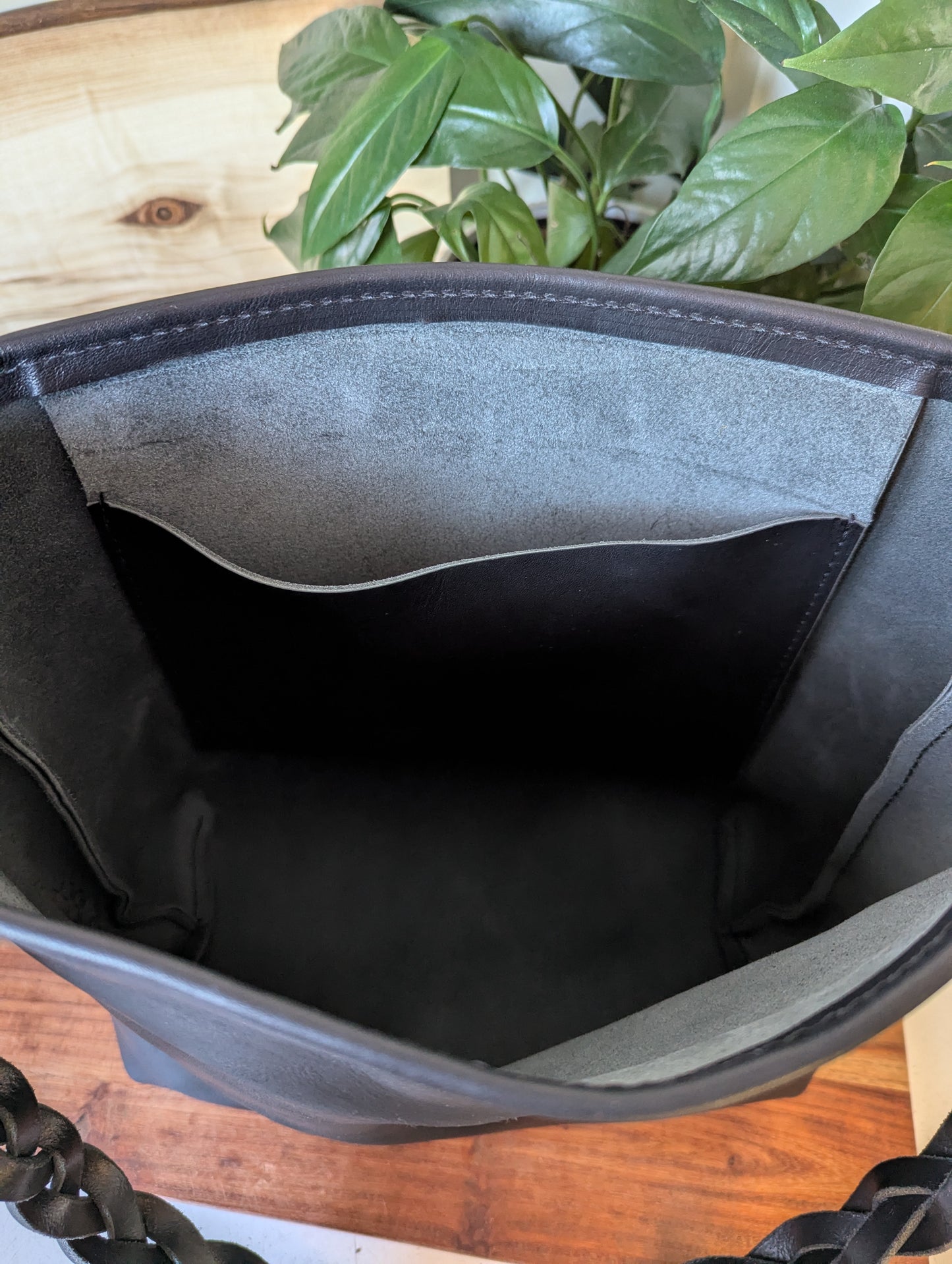 Medium Bucket in Black Horween Derby