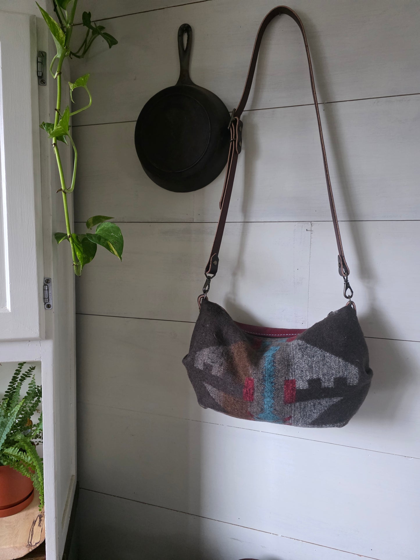Bum Bag- Cranberry Bison and Wool