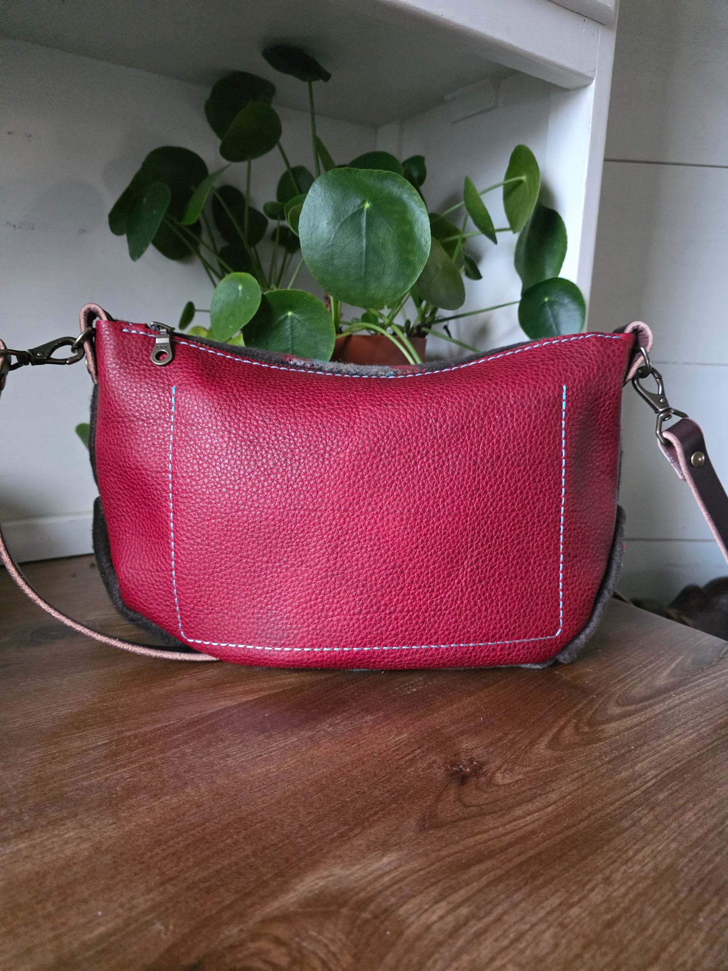 Bum Bag- Cranberry Bison and Wool