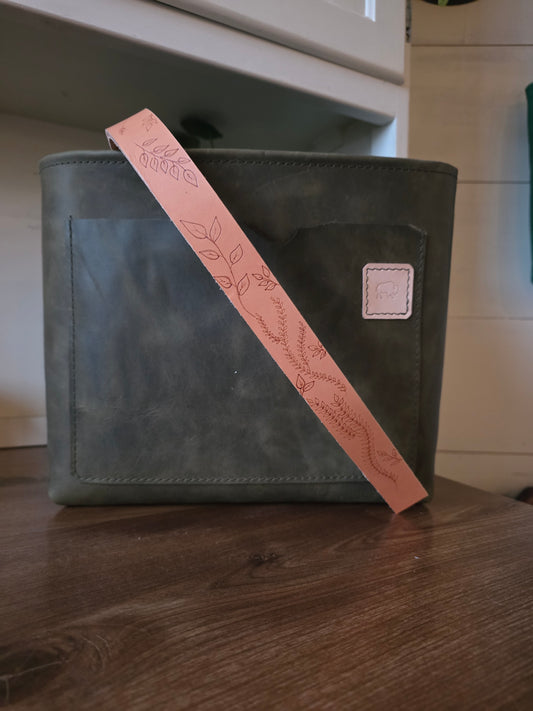Small Bucket Bag with Etched Vines Strap