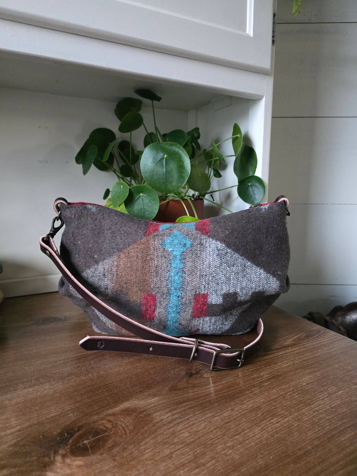 Bum Bag- Cranberry Bison and Wool