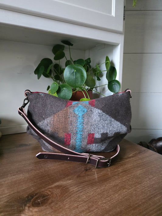 Bum Bag- Cranberry Bison and Wool