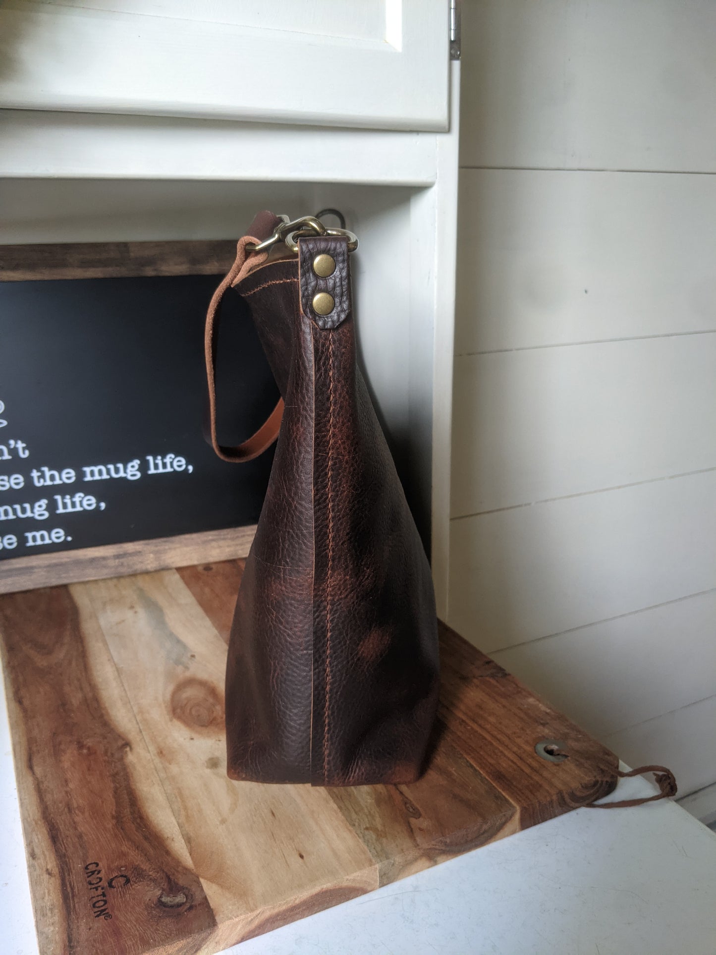 Large Bucket Bag in Brown Kodiak