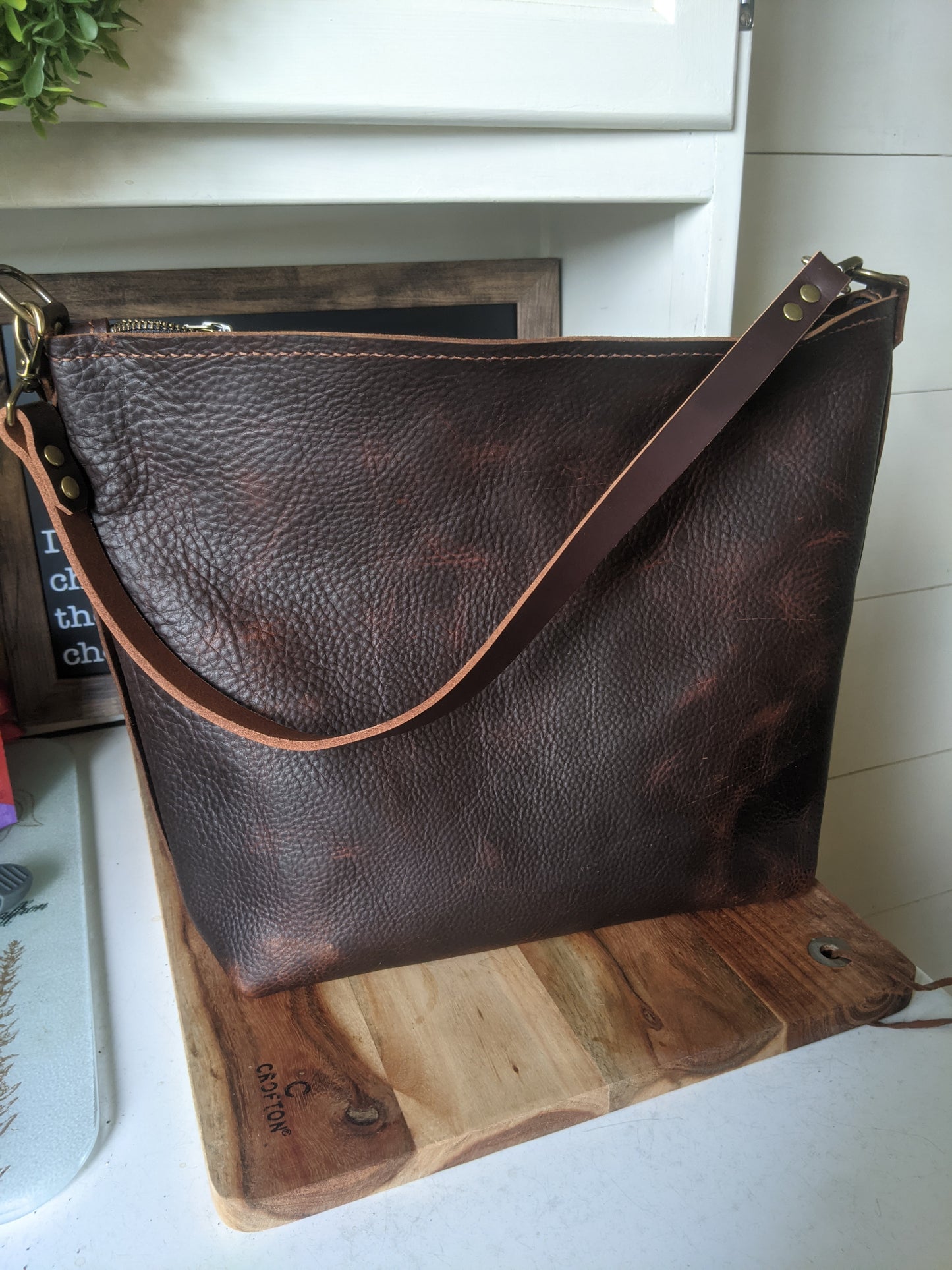 Large Bucket Bag in Brown Kodiak