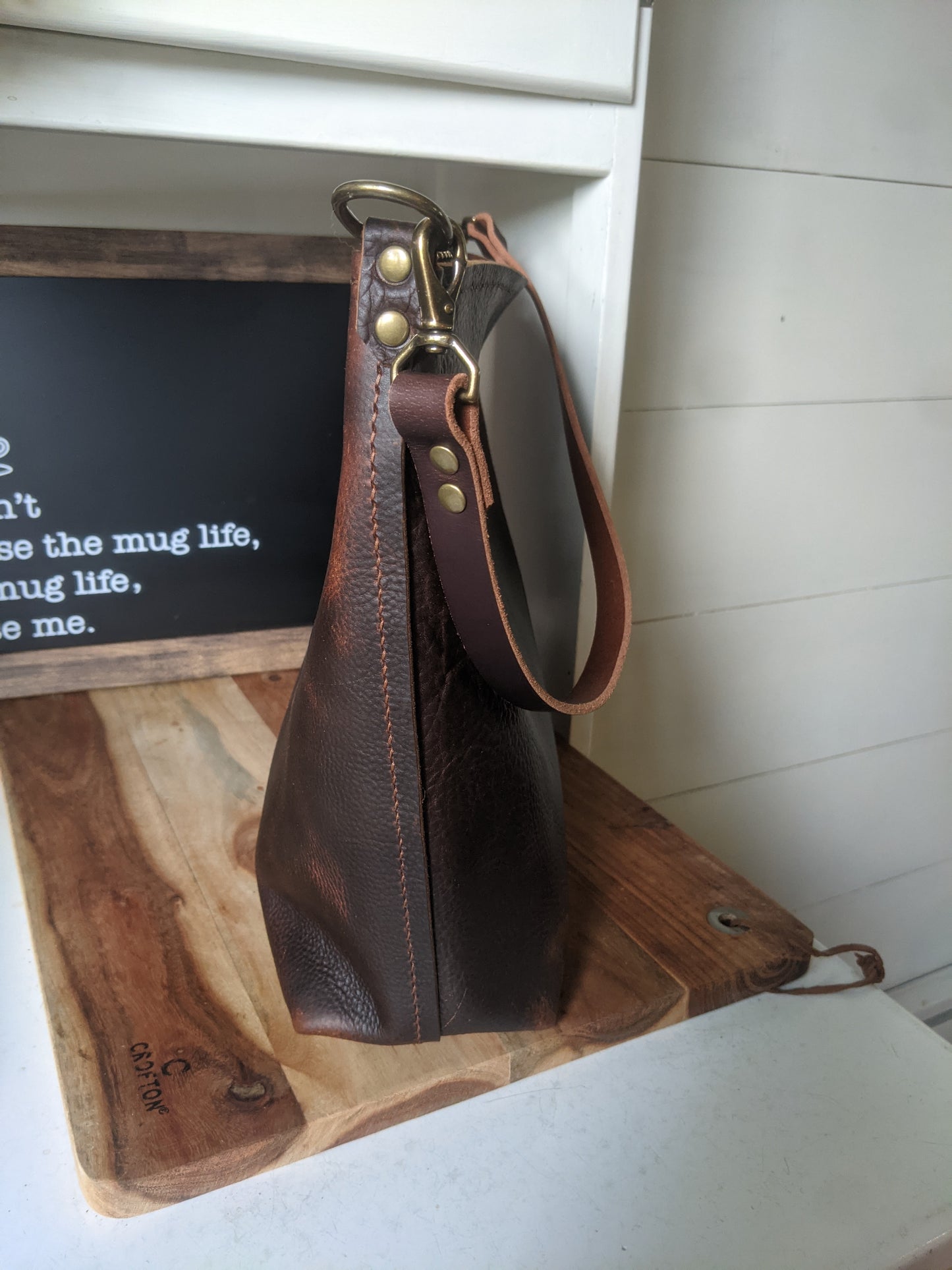 Large Bucket Bag in Brown Kodiak