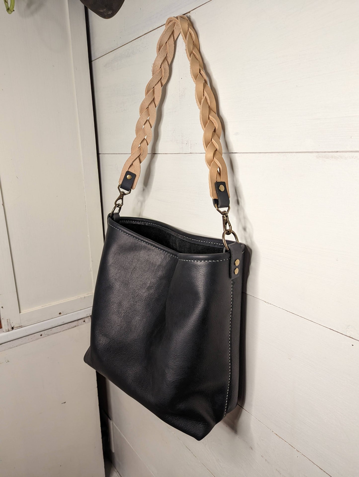 Large Bucket Bag in Black Kodiak