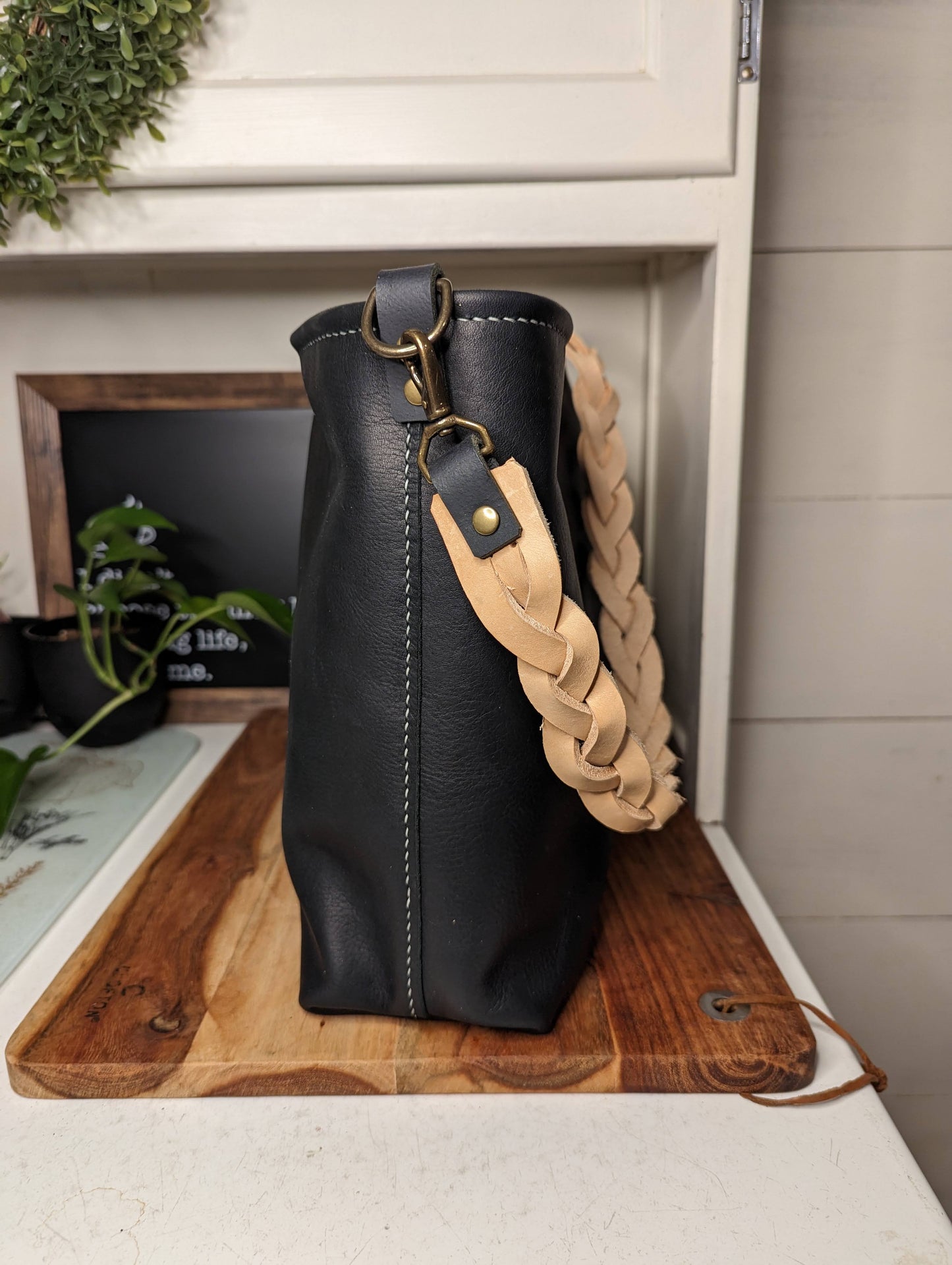 Large Bucket Bag in Black Kodiak