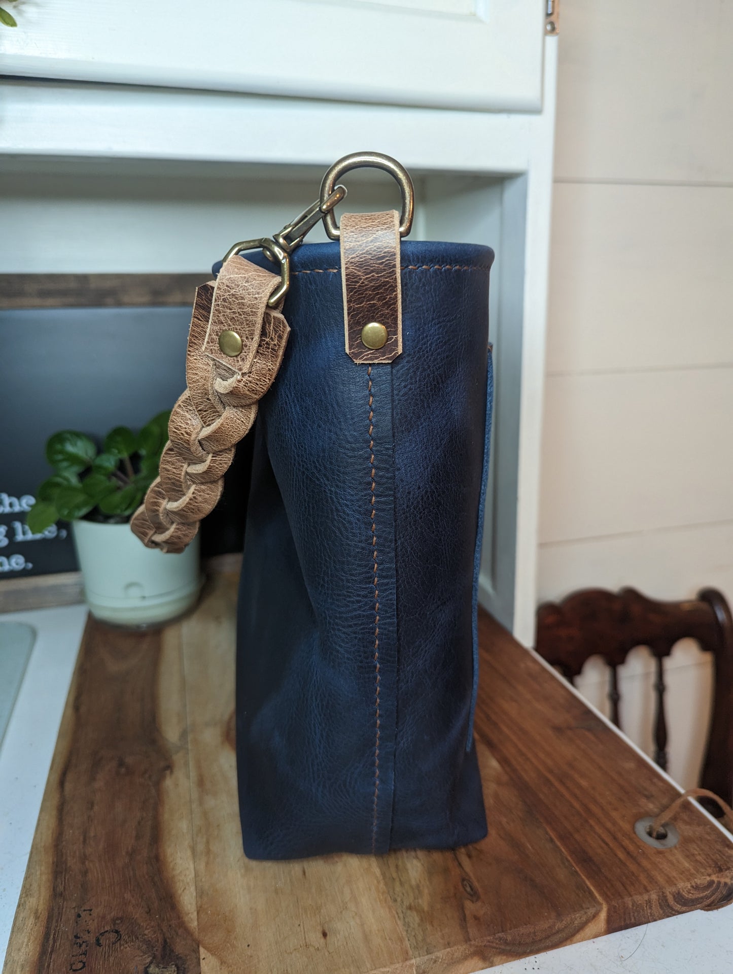 Medium Bucket Bag in Navy