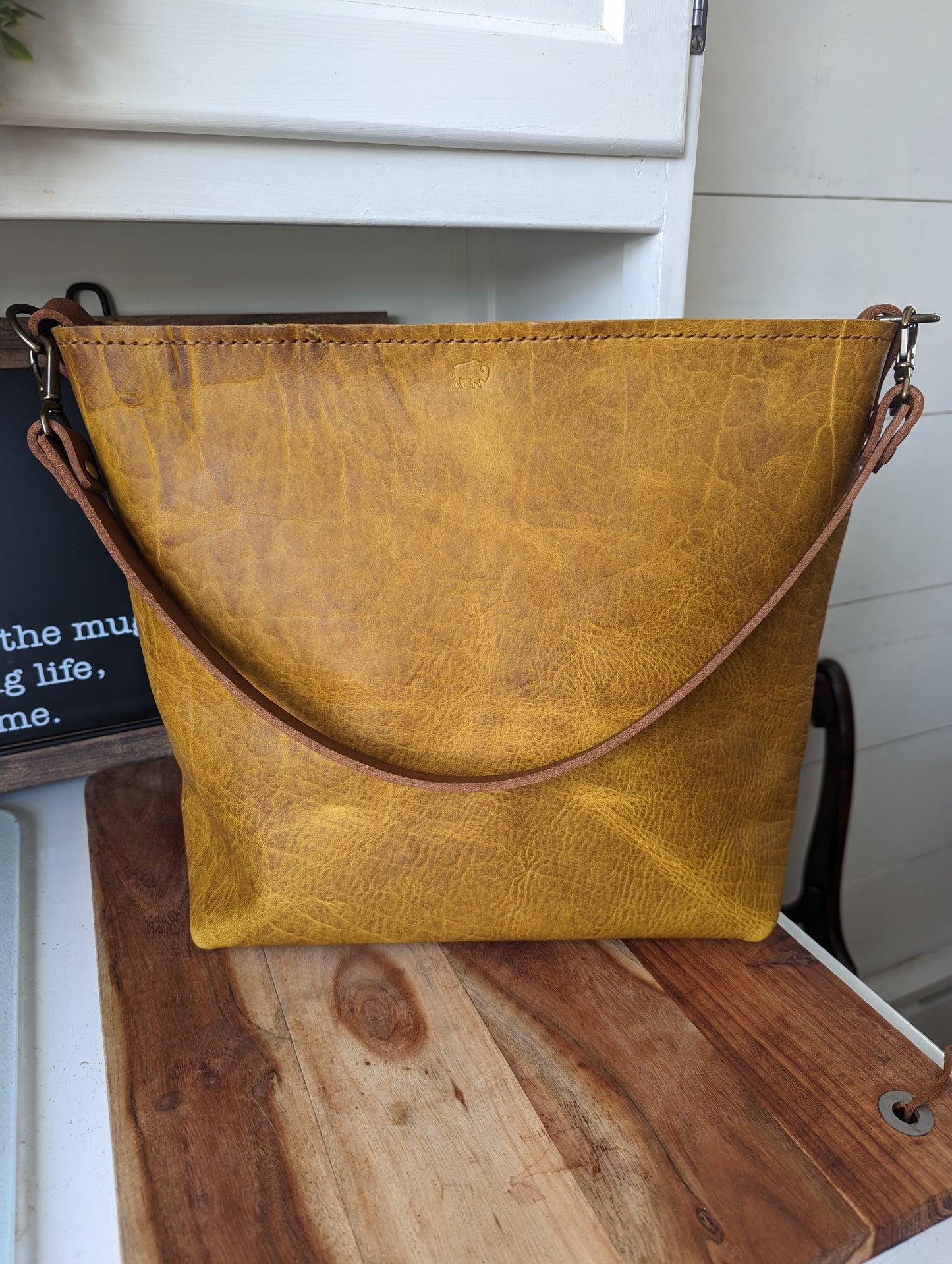 Large Bucket Bag in Sunflower Bison